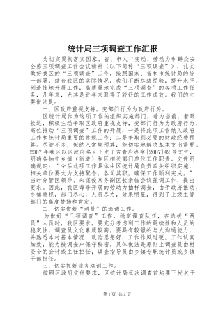 统计局三项调查工作汇报