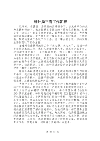 统计局三看工作汇报