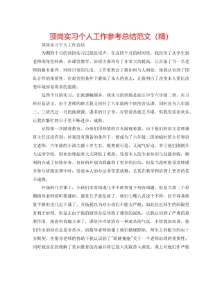 顶岗实习个人工作参考总结范文（精）