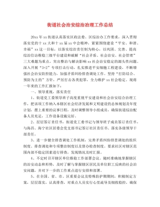 街道社会治安综治冶理工作总结 