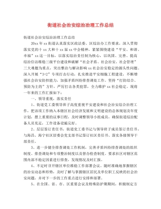 街道社会治安综治冶理工作总结 (2) 