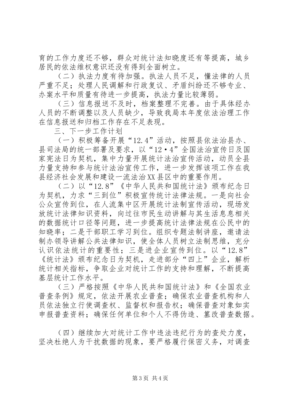 统计局“依法治县”自查报告_第3页