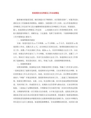街道消防安全网格化工作总结精选 