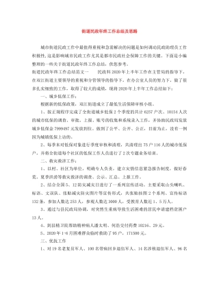 街道民政年终工作总结及思路 