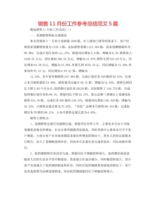 销售11月份工作参考总结范文5篇