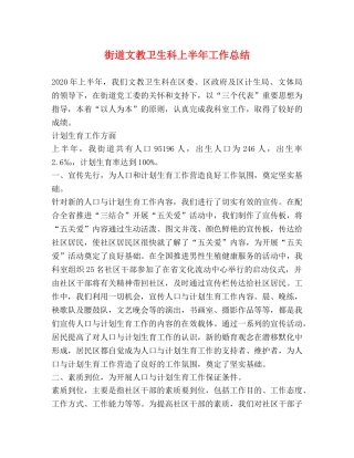 街道文教卫生科上半年工作总结 