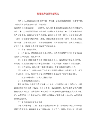 街道政务公开计划范文 