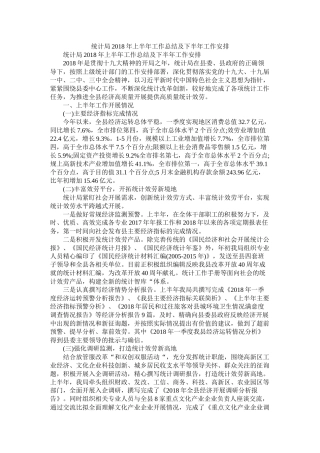 统计局年上半年工作总结及下半年工作安排