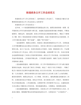 街道政务公开工作总结范文 