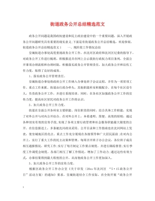 街道政务公开总结精选范文 