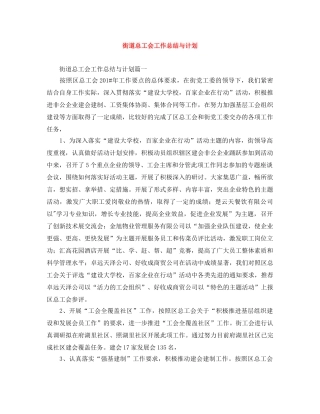 街道总工会工作总结与计划 