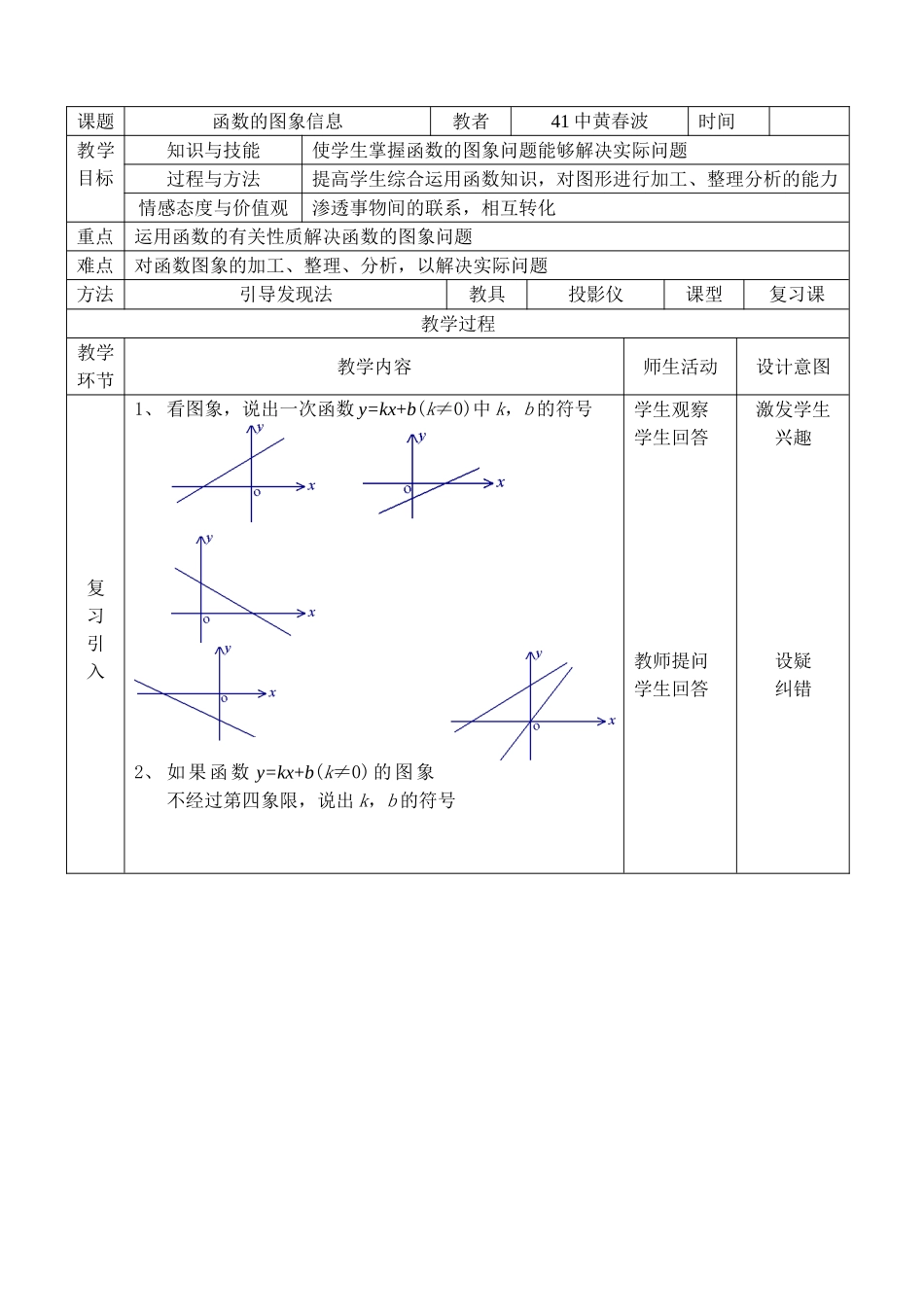 函数的图象信息教学设计_第1页