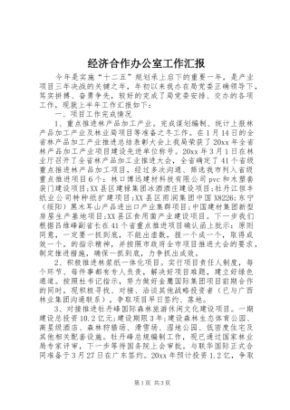 经济合作办公室工作汇报
