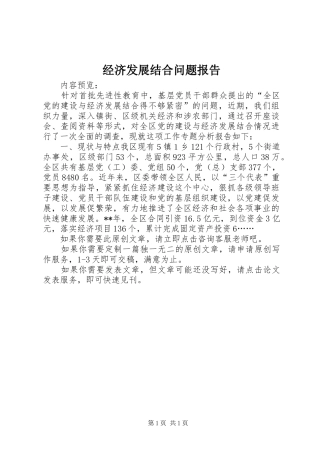 经济发展结合问题报告