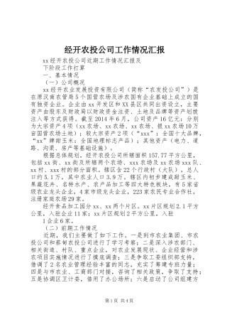 经开农投公司工作情况汇报
