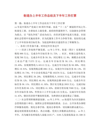 街道办上半年工作总结及下半年工作打算 