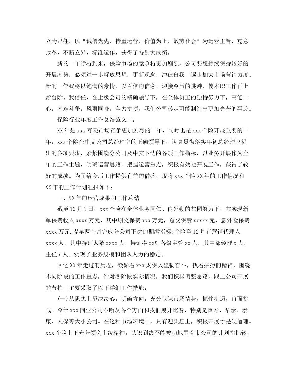2021年度工作参考总结保险行业年度工作参考总结_第3页