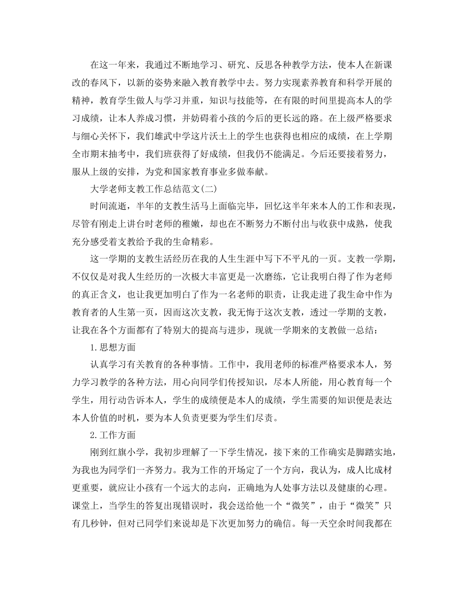 大学教师支教工作参考总结范文_第2页