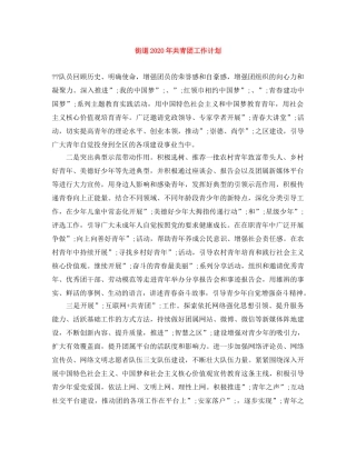 街道2020年共青团工作计划 