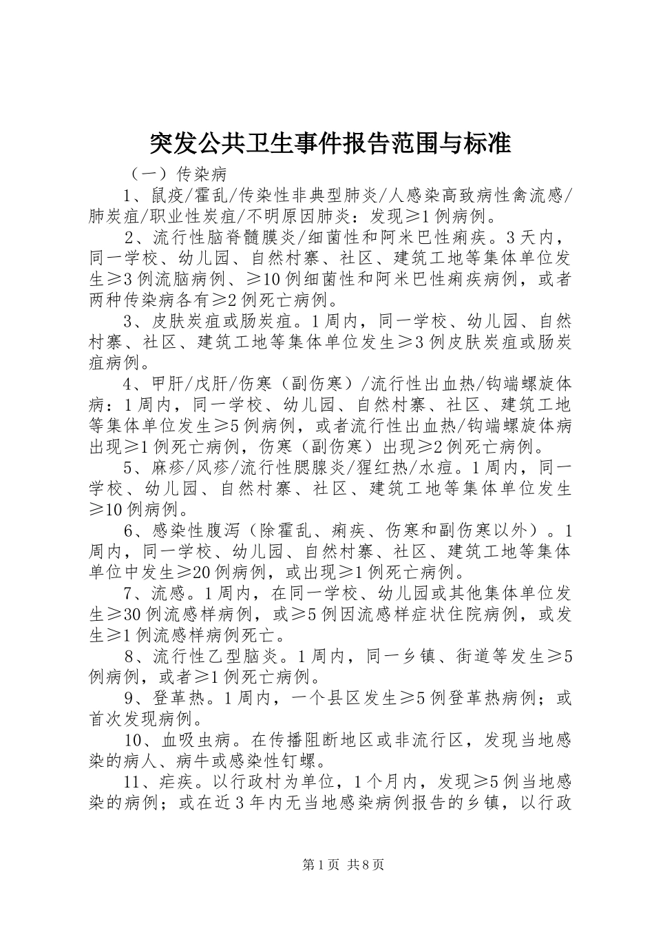 突发公共卫生事件报告范围与标准_第1页