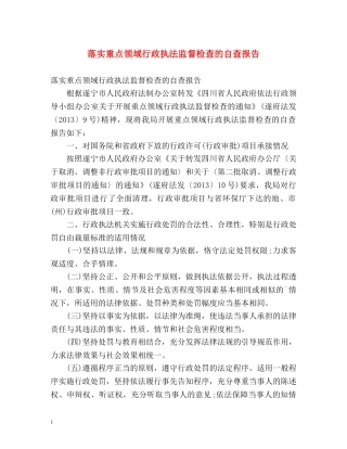落实重点领域行政执法监督检查的自查报告 