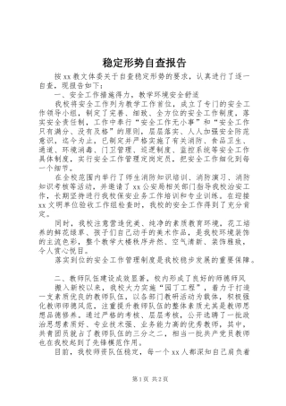 稳定形势自查报告