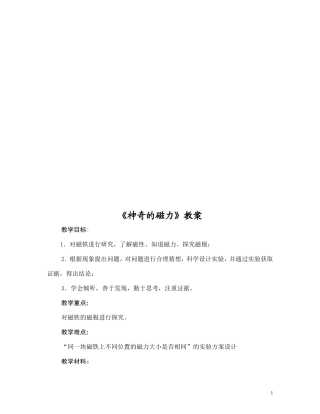 神奇的磁力教案