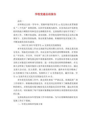 节日讲话-学校党建总结报告 