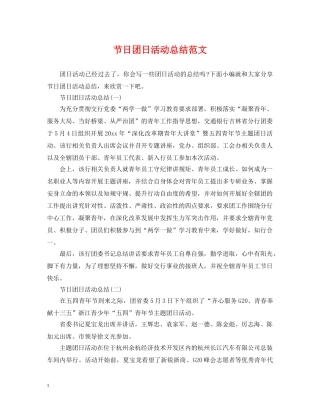 节日团日活动总结范文 