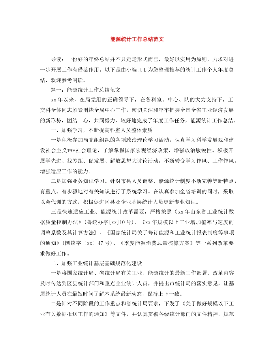 能源统计工作总结范文 _第1页