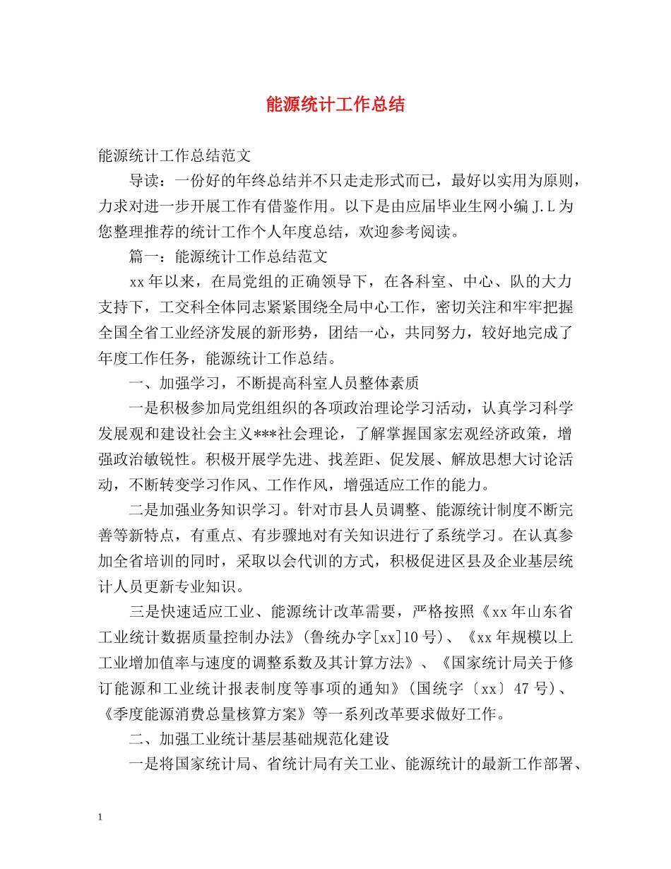 能源统计工作总结 _第1页