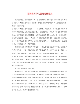 顶岗实习个人鉴定总结范文