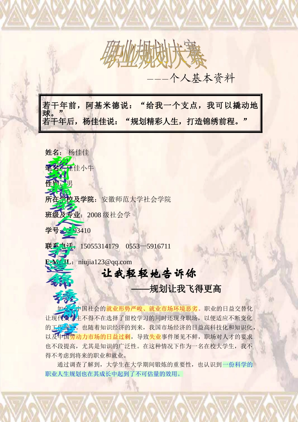 职业生涯规划大赛  杨佳佳_第2页