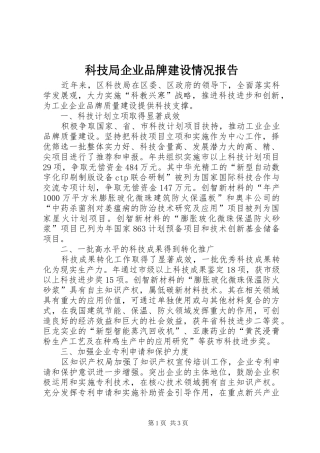 科技局企业品牌建设情况报告