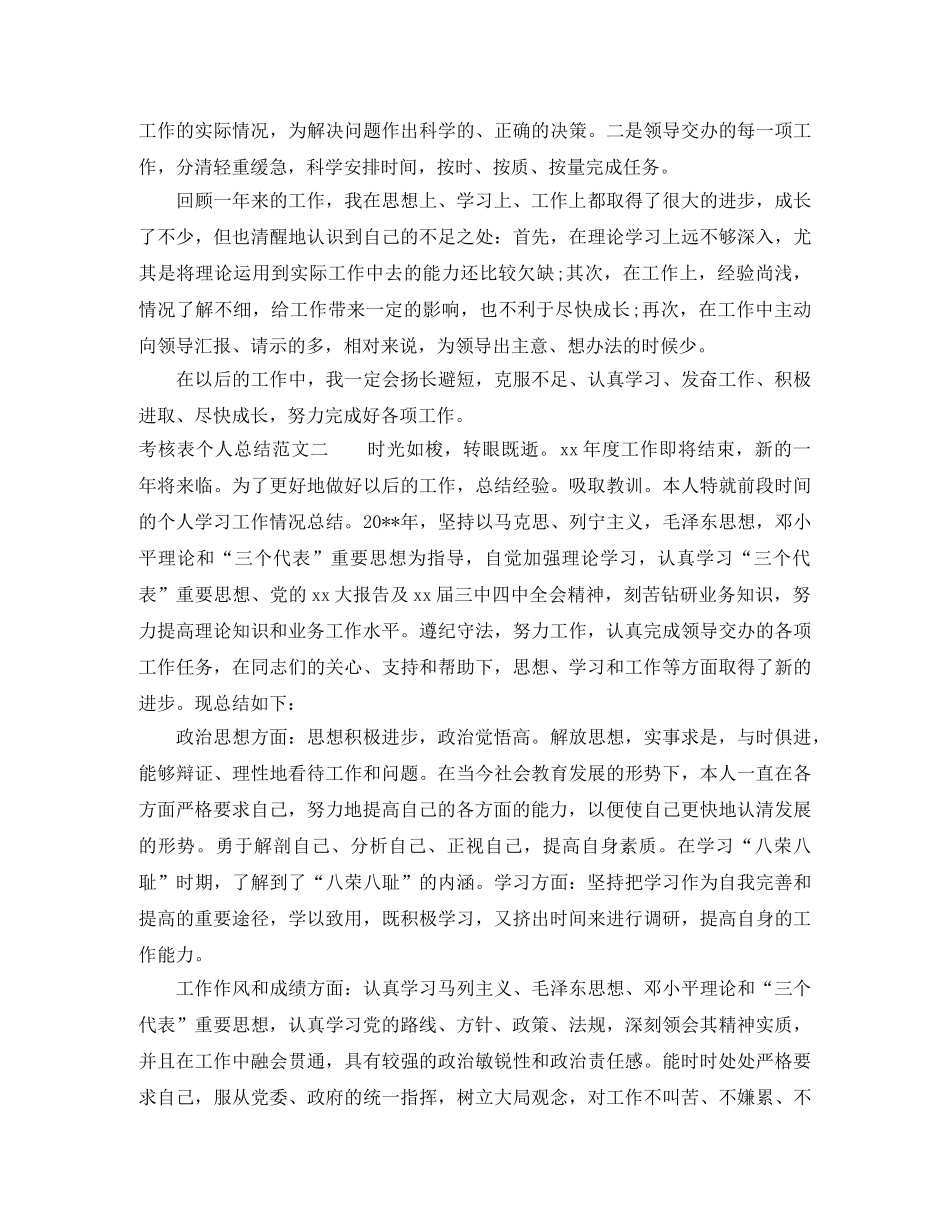 考核表个人总结范文大全 _第2页
