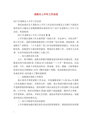 老龄办上半年工作总结 