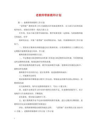 老教师带新教师计划 