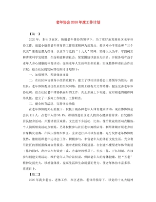 老年协会2020年度工作计划 