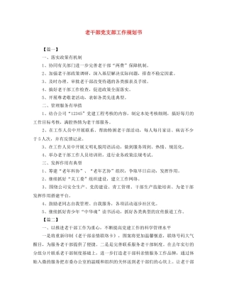 老干部党支部工作规划书 