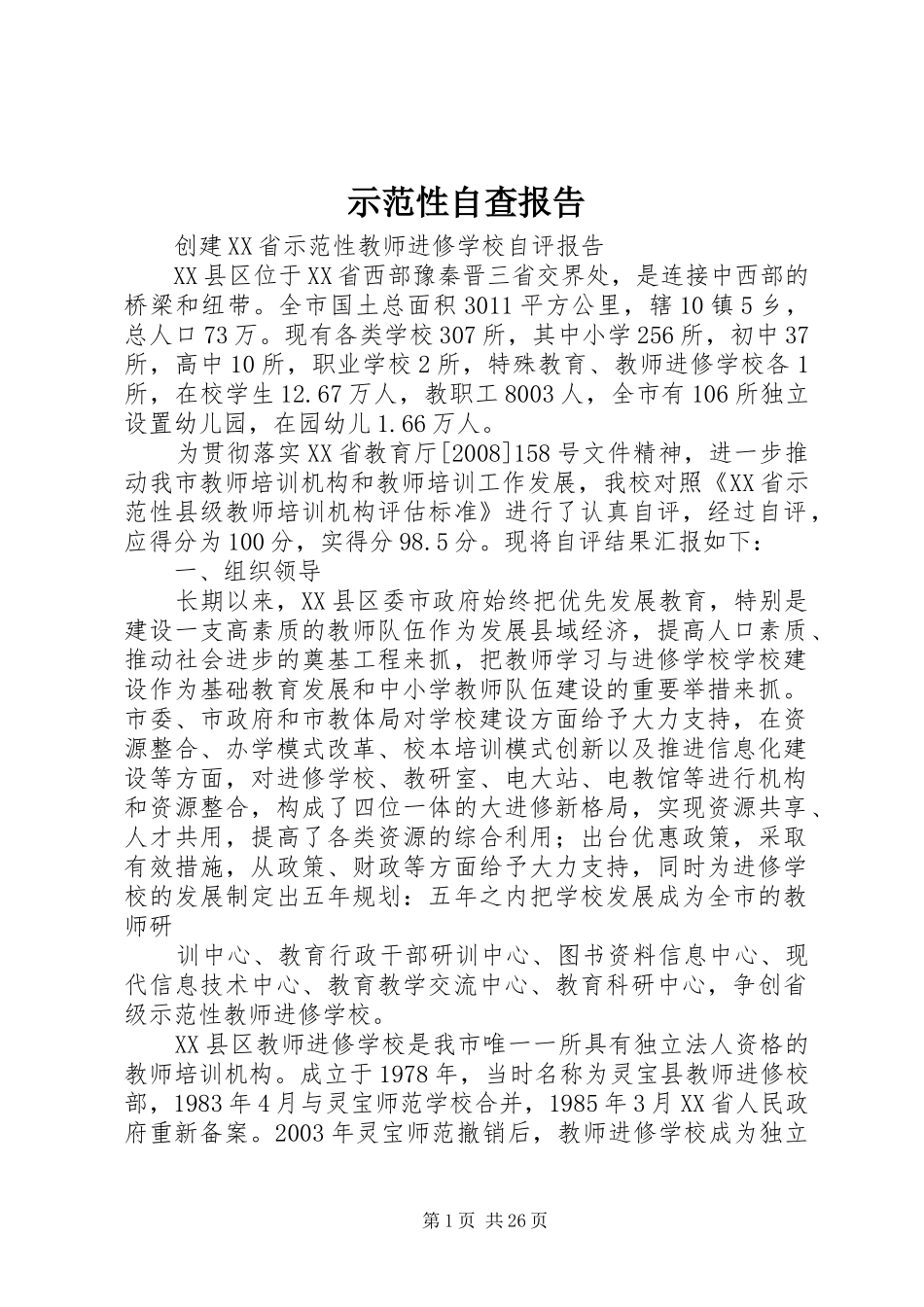 示范性自查报告_第1页