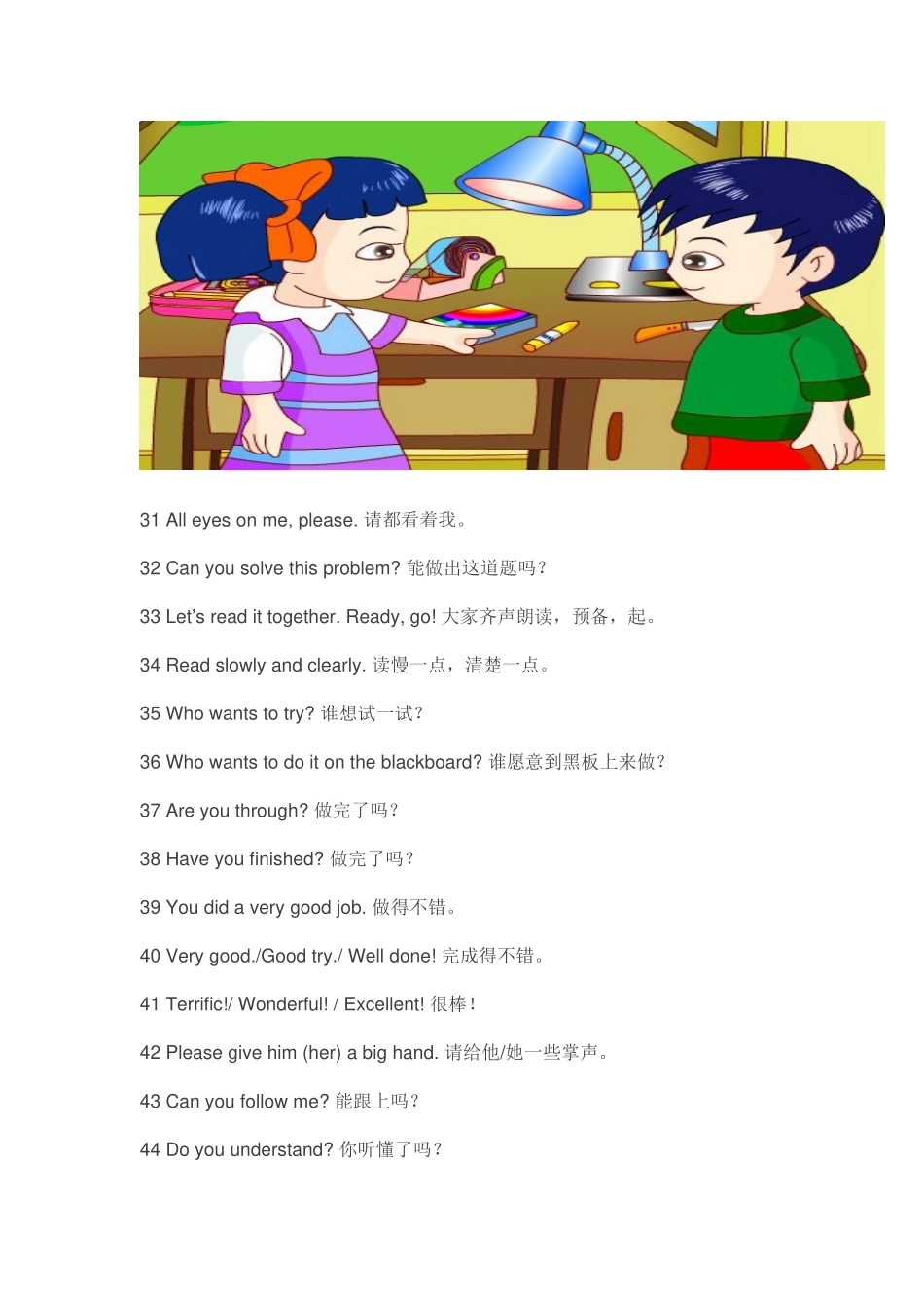 小学英语课堂用语100句_第3页