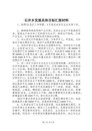 石井乡发展具体目标汇报材料
