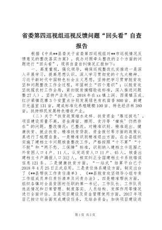 省委第四巡视组巡视反馈问题“回头看”自查报告