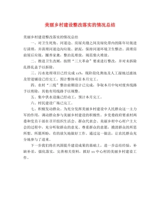 美丽乡村建设整改落实的情况总结 (2) 