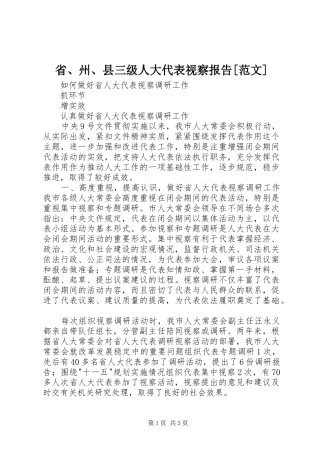 省、州、县三级人大代表视察报告[范文]
