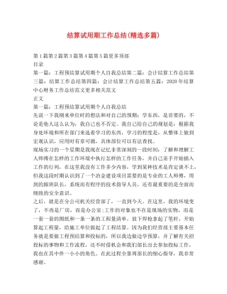 结算试用期工作总结(精选多篇) 