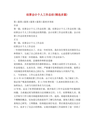 结算会计个人工作总结(精选多篇) 