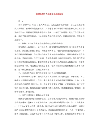 经理助理个人年度工作总结报告 
