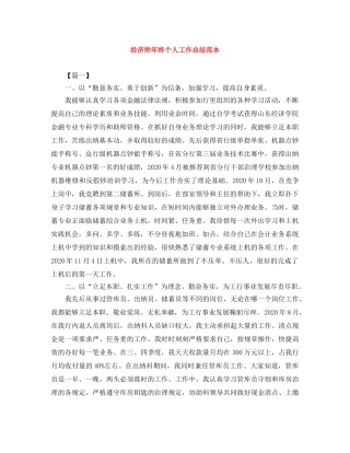 经济师年终个人工作总结范本 