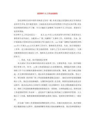 经济师个人工作总结报告 